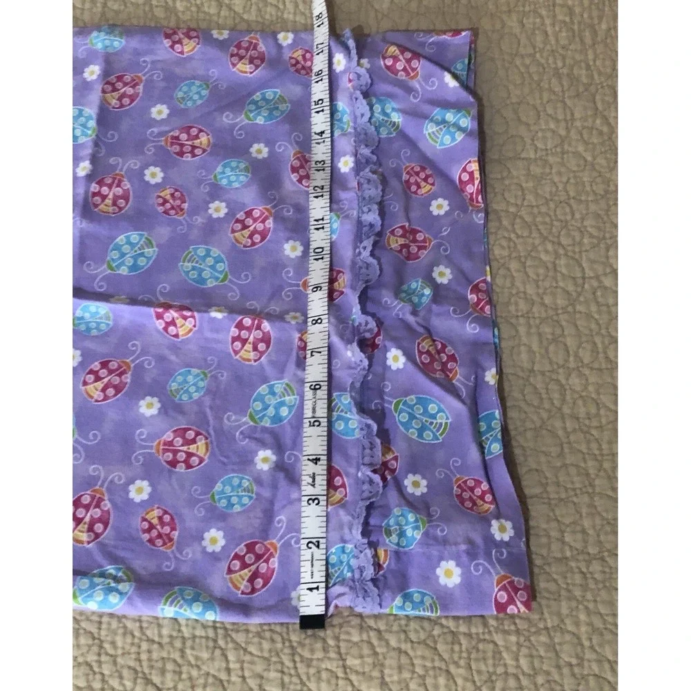 Hand Crafted‎ Pillow Case Purple Lady Bugs Flower Girls Bedroom Twin Pillow Sham